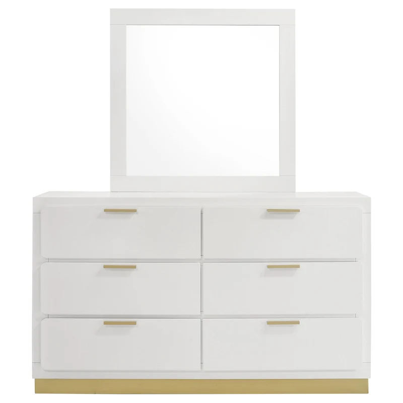 Coaster Furniture Caraway 224773M 6-Drawer Dresser with Mirror - White