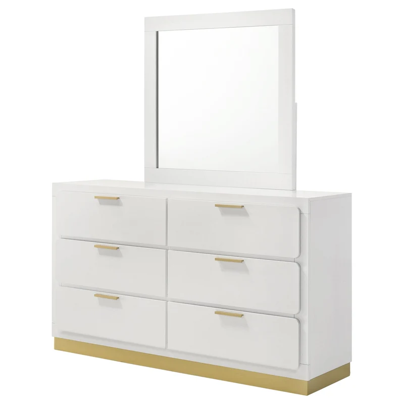 Coaster Furniture Caraway 224773M 6-Drawer Dresser with Mirror - White