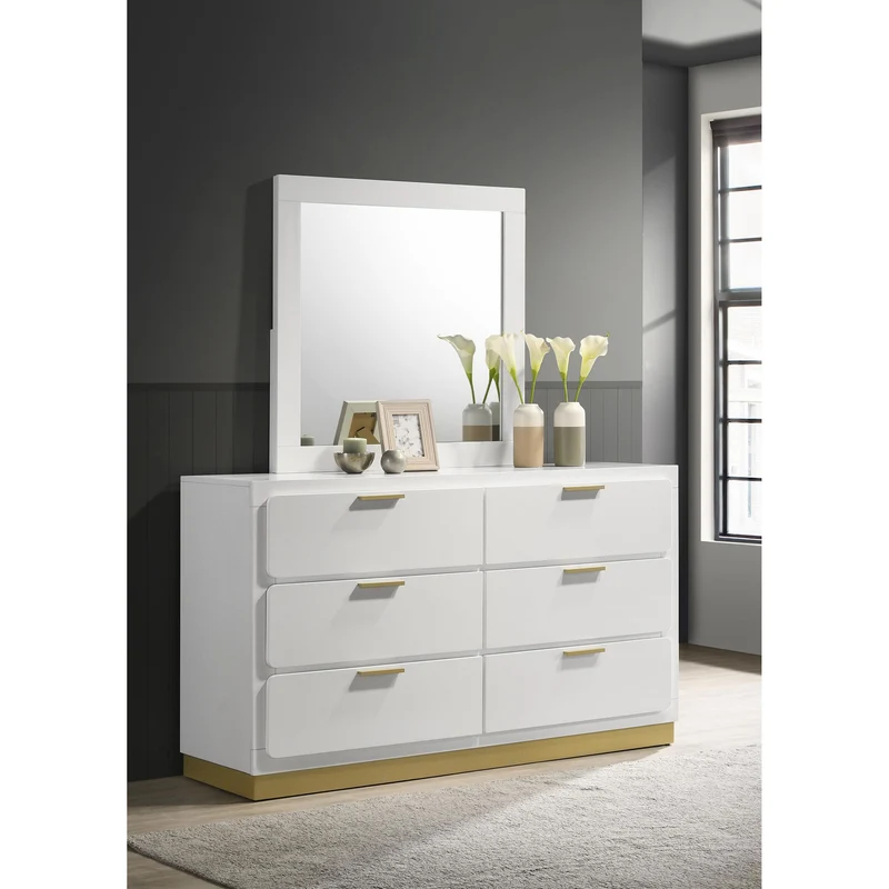 Coaster Furniture Caraway 224773M 6-Drawer Dresser with Mirror - White