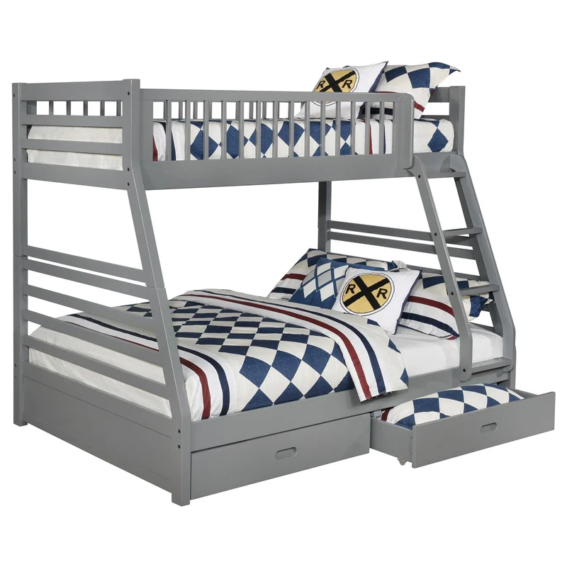 Coaster Furniture Ashton 460182 2-Drawer Wood Twin Over Full Bunk Bed - Grey