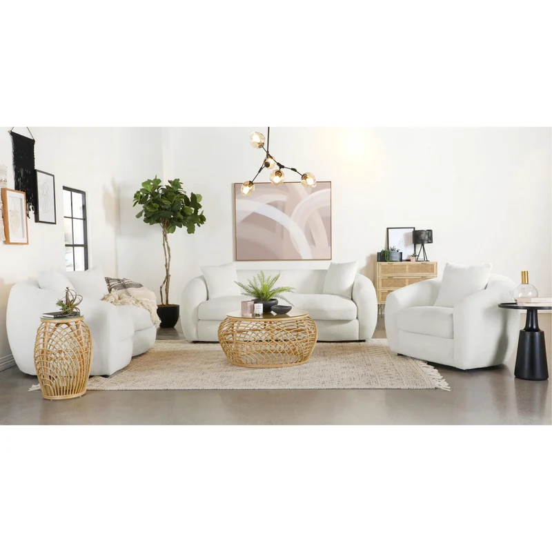 Coaster Furniture Isabella 509871 Faux Sheepskin Upholstered Sofa - Natural