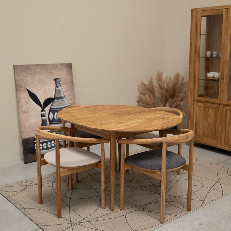 Pack de 2 o 4 Sillas de Madera Maciza de Roble Tapizadas Lea | NordicStory