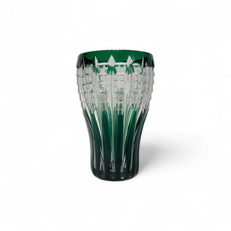 Jarrón cristal tallado verde Art Deco Val Saint Lambert años 50