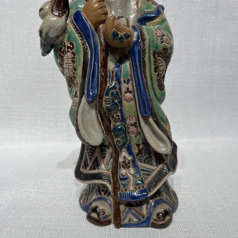 Figura de cerámica china pintada a mano de deidad Shou Xing