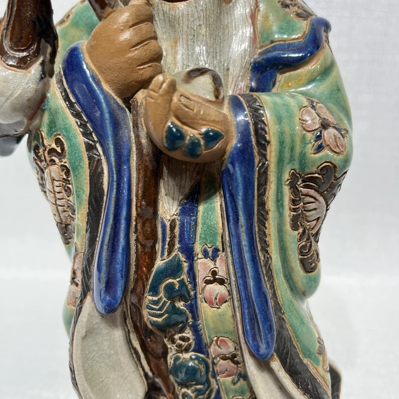 Figura de cerámica china pintada a mano de deidad Shou Xing