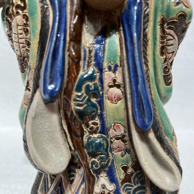 Figura de cerámica china pintada a mano de deidad Shou Xing