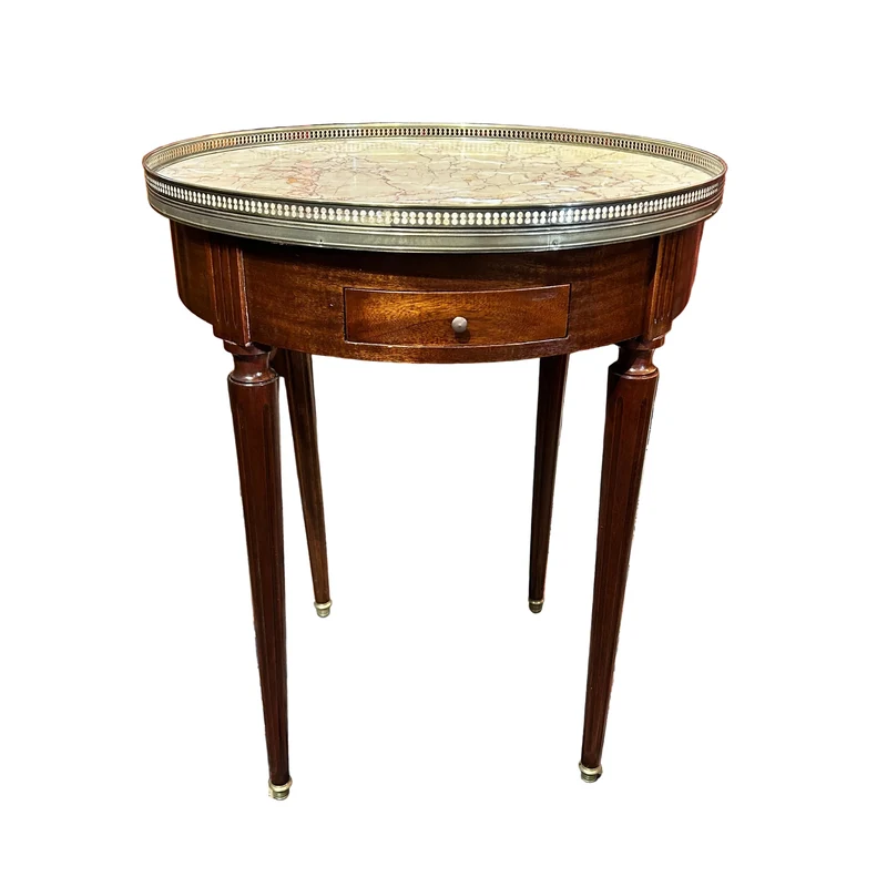 Mesa auxiliar francesa estilo Luis XVI con cubierta de mármol