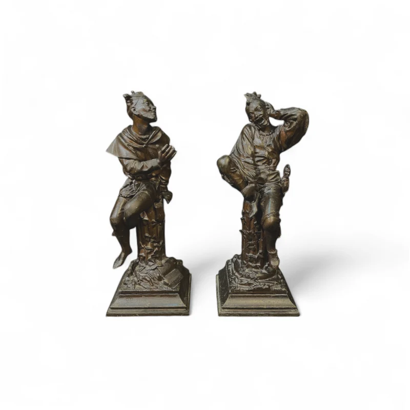 Par de juglares de la corte 'Chicot y Triboulet' de peltre Escuela s.XX
