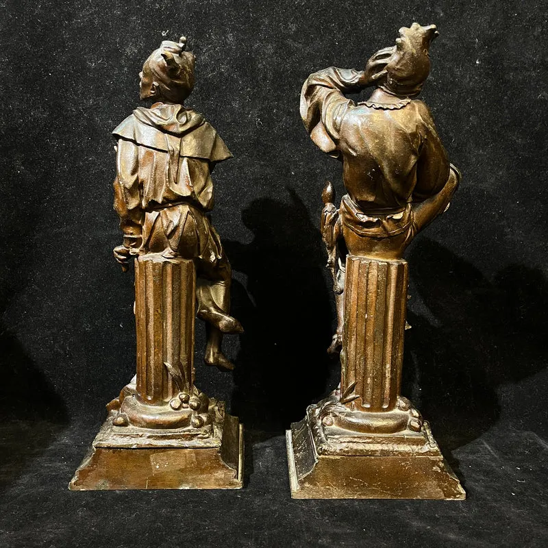 Par de juglares de la corte 'Chicot y Triboulet' de peltre Escuela s.XX