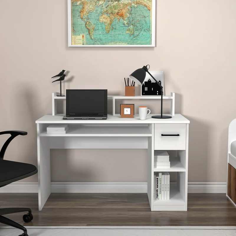 Eslem Computer Desk with Drawer and Shelves