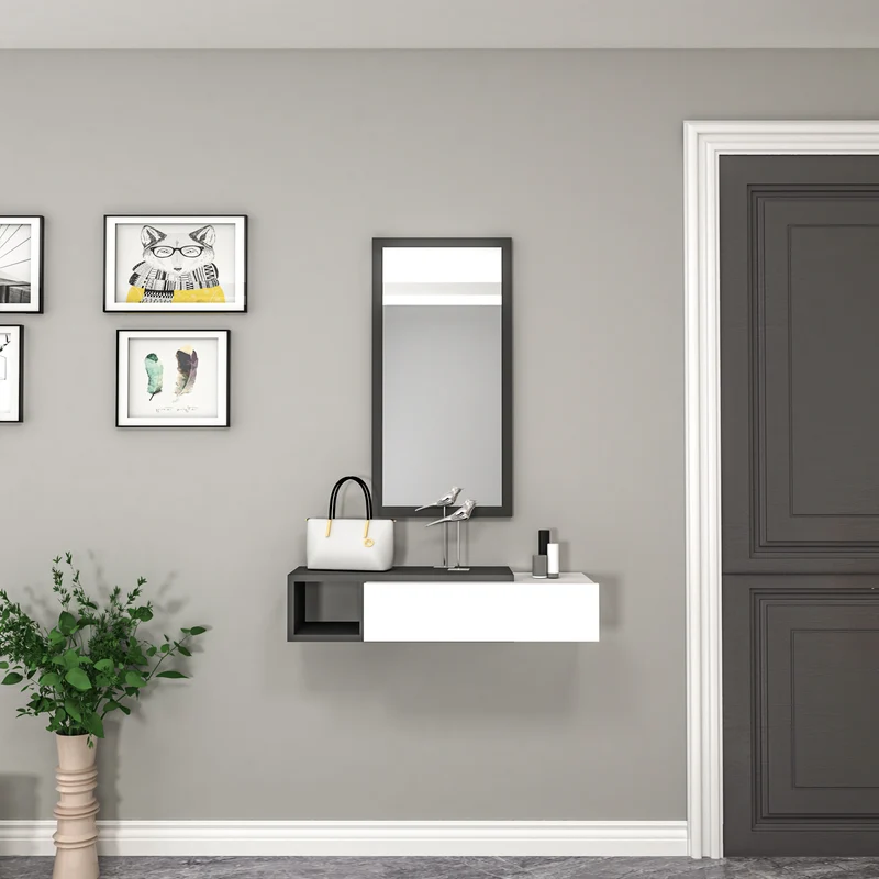 Vien Console Table Dresuar with Drawer, Mirror