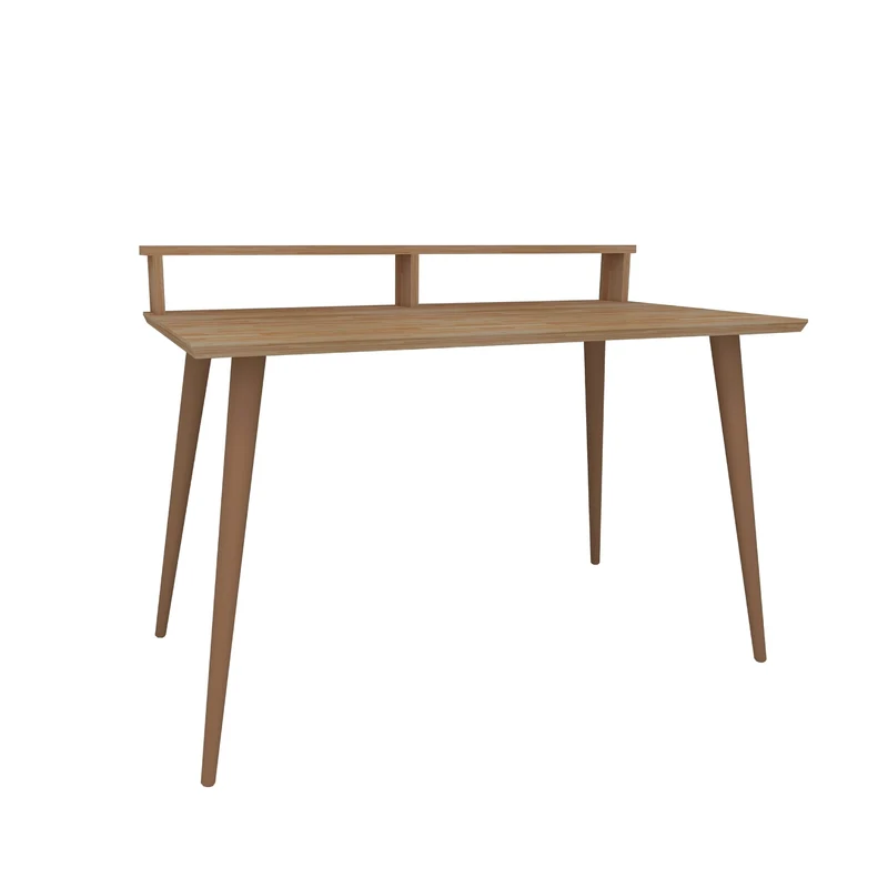 Handmade Modern Computer Desk with Solid Pine Wood Top & Storage Shelf Zephyr