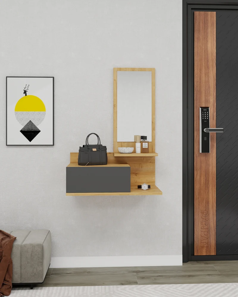 Console Table Dresuar with Drawer and Mirror Rozella