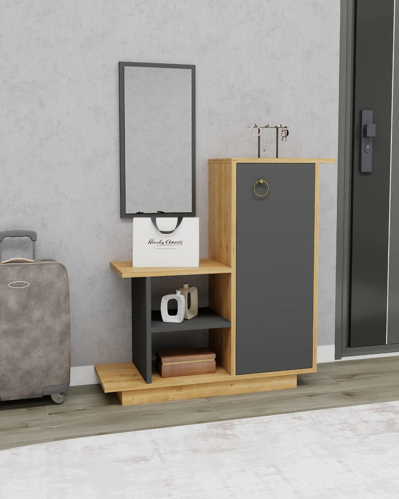 Asia Console Table Dresser with Cabinet, Shelves and Mirror