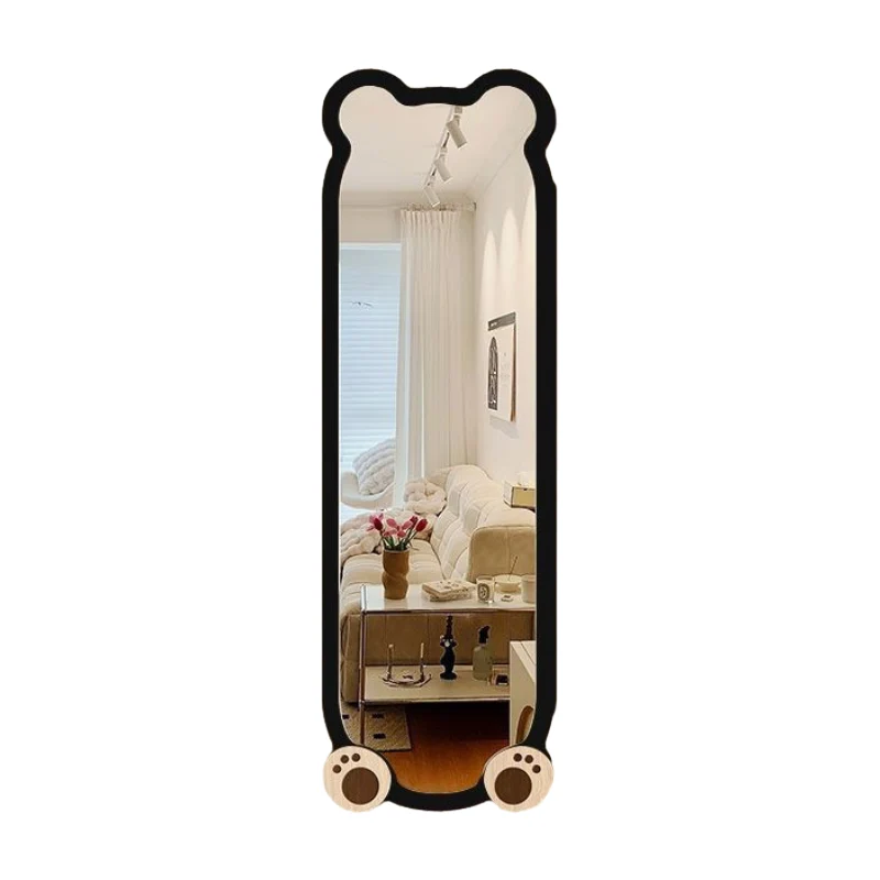 Contemporary Creative Bear Shape Glass MDF Carbon Steel Full-Length Mirror Floor Stand For Living Room