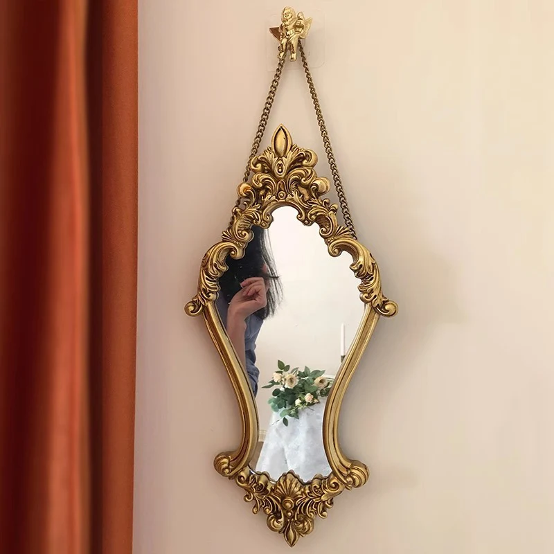 Traditional French Diamond Resin Glass Wall Mirror Decorative Mirror For Living Room