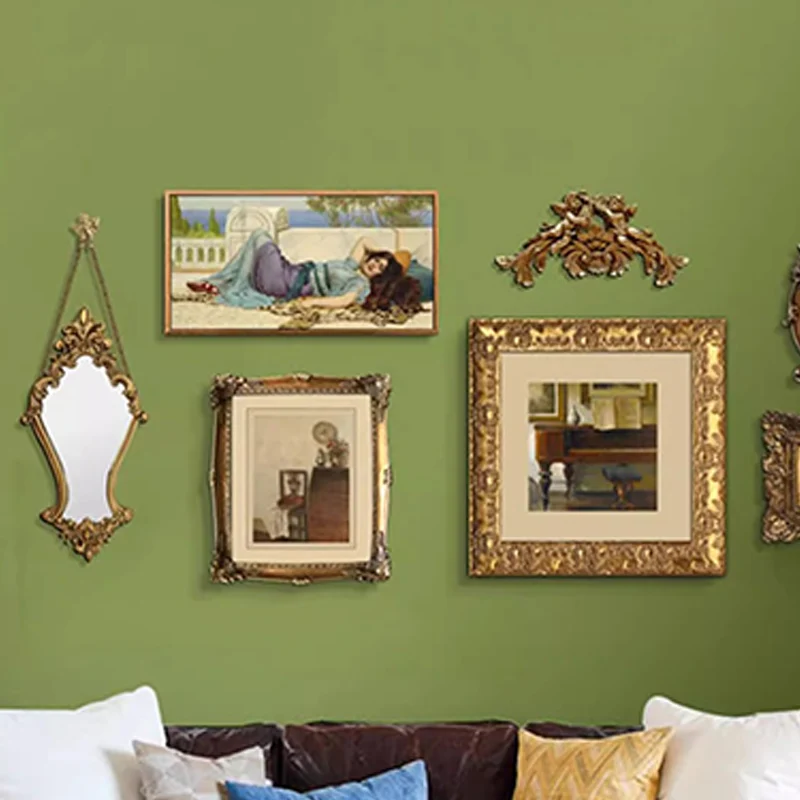 Traditional French Diamond Resin Glass Wall Mirror Decorative Mirror For Living Room