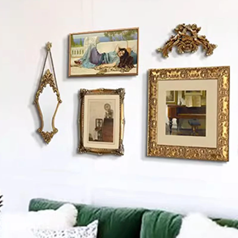 Traditional French Diamond Resin Glass Wall Mirror Decorative Mirror For Living Room