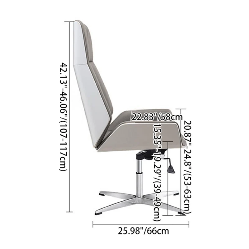 Modern Minimalist PU Leather Plywood Steel Rectangular Desk Chair Swivel Adjustable Height For Home & Office