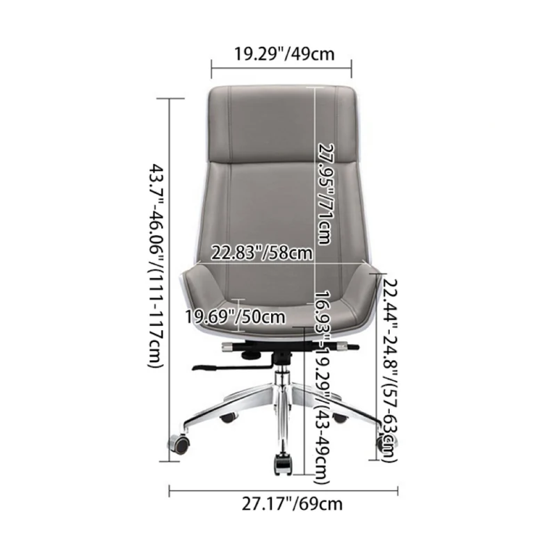 Modern Minimalist PU Leather Plywood Steel Rectangular Desk Chair Swivel Adjustable Height For Home & Office