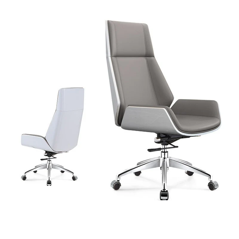 Modern Minimalist PU Leather Plywood Steel Rectangular Desk Chair Swivel Adjustable Height For Home & Office