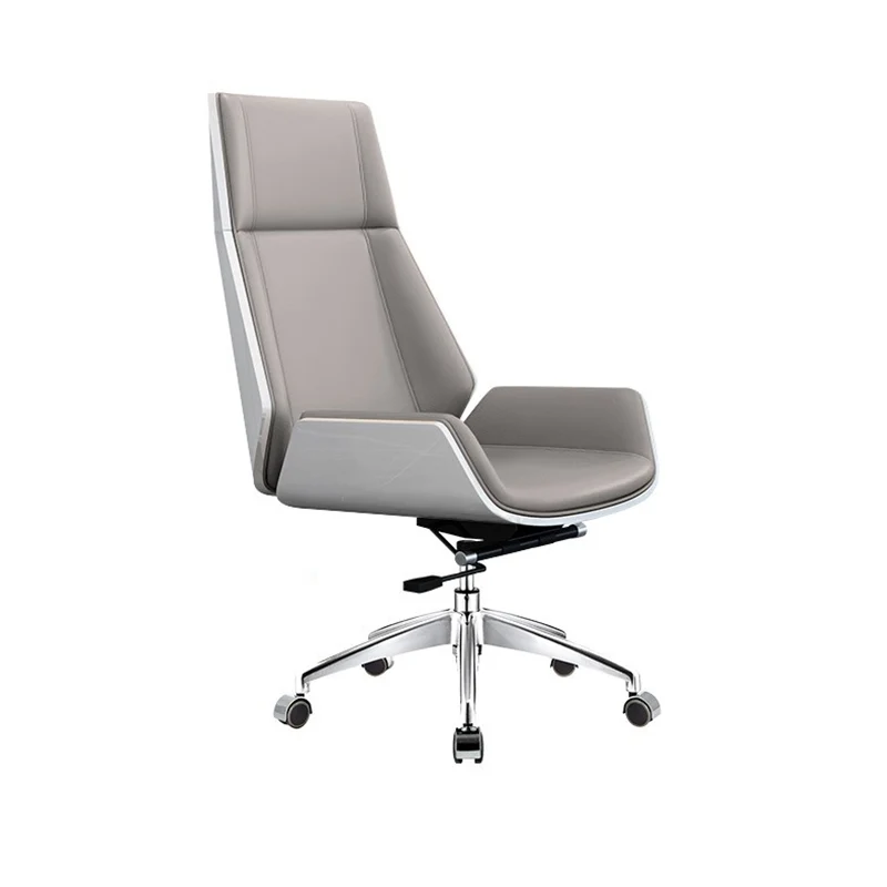 Modern Minimalist PU Leather Plywood Steel Rectangular Desk Chair Swivel Adjustable Height For Home & Office