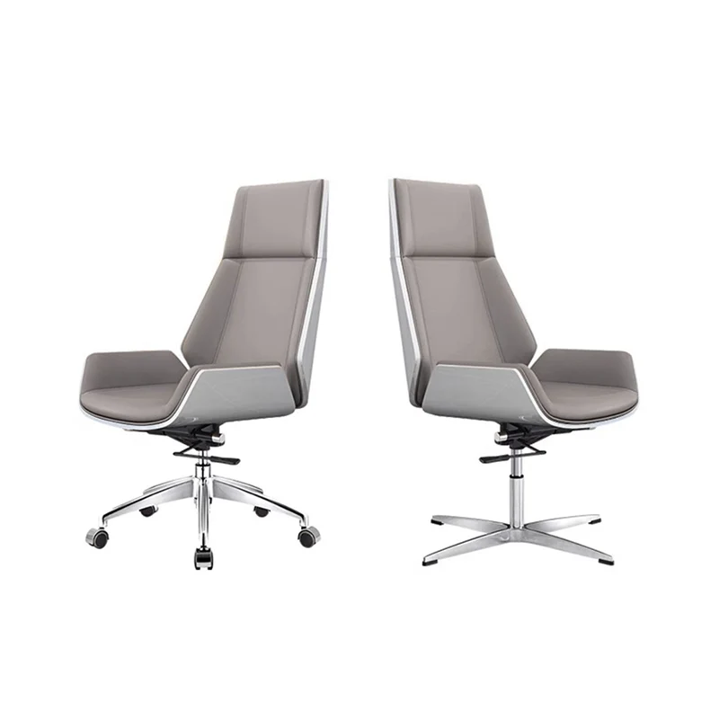 Modern Minimalist PU Leather Plywood Steel Rectangular Desk Chair Swivel Adjustable Height For Home & Office