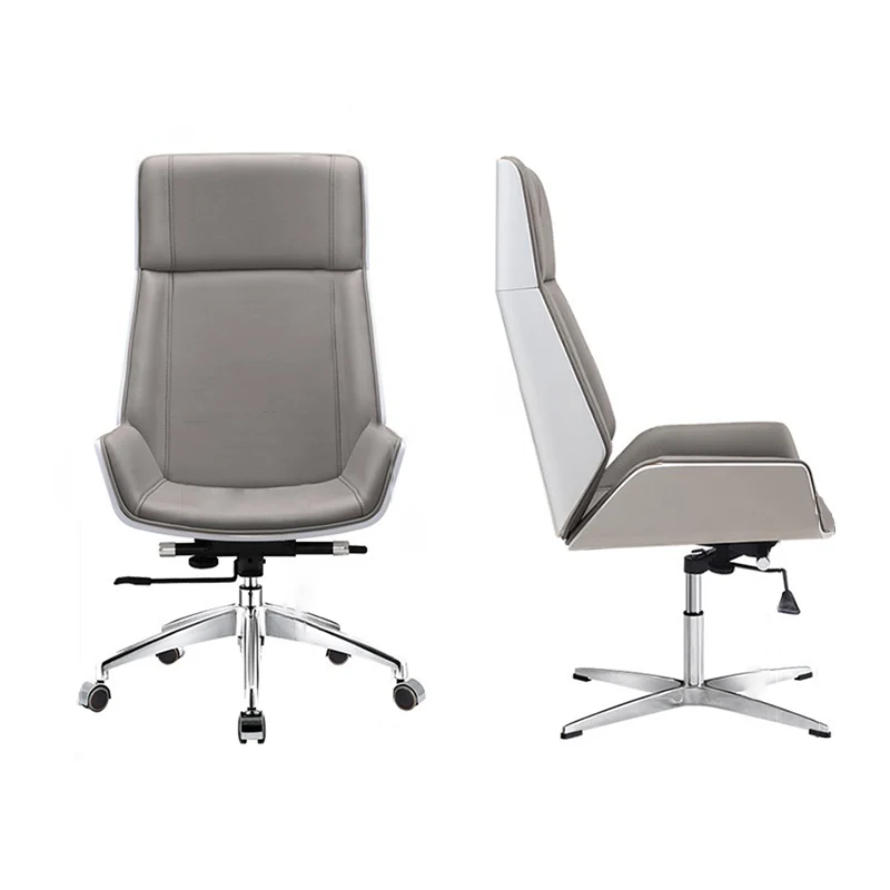 Modern Minimalist PU Leather Plywood Steel Rectangular Desk Chair Swivel Adjustable Height For Home & Office