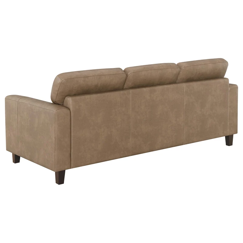 Coaster Furniture Scotland 504667 Faux Leather Upholstered Track Arm Sofa - Brown
