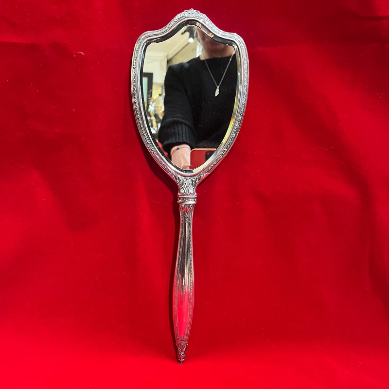 Conjunto espejo de mano y peinador de plata 925 y crin natural marca International Sterling circa 1940