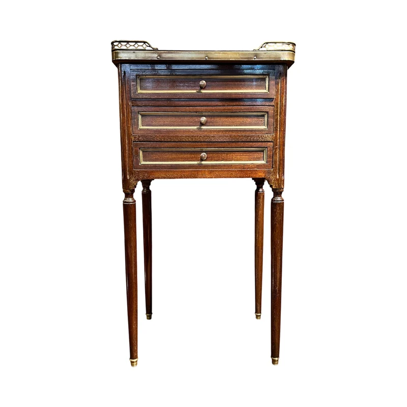 Mesa lateral francesa en caoba y cubierta de mármol estilo Luis XVI principios s.XX