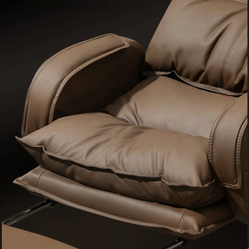 Modern Luxury Faux Nappa Leather Aluminum Alloy Curved Rectangular Desk Chair With Backrest Armrest For Home Office