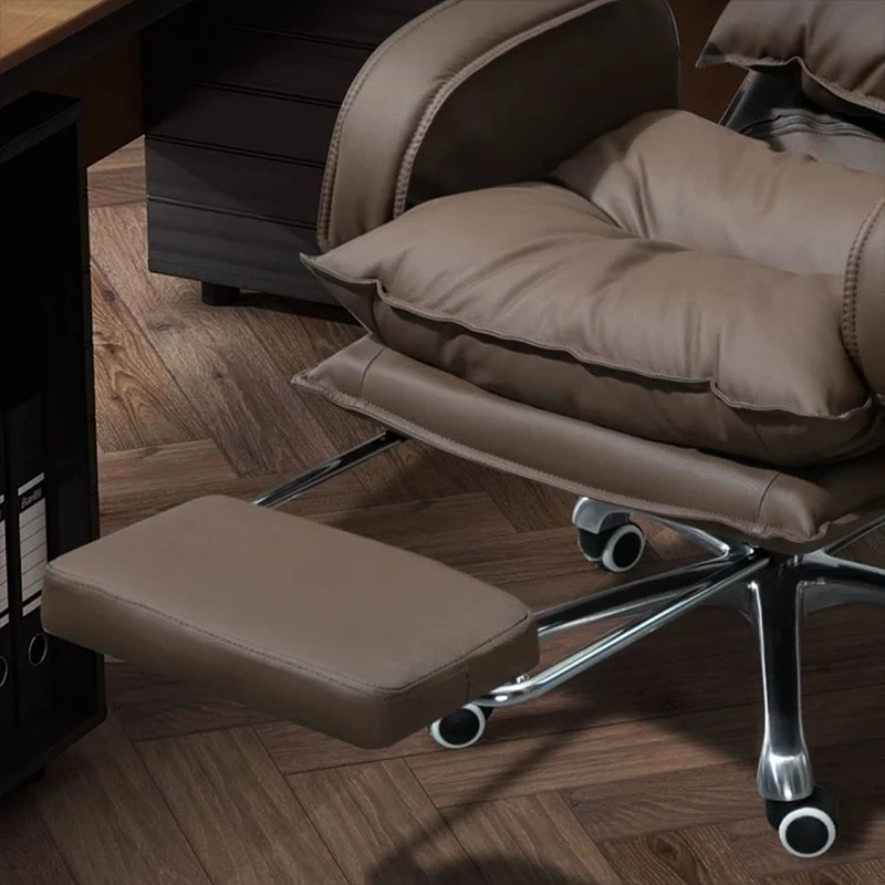 Modern Luxury Faux Nappa Leather Aluminum Alloy Curved Rectangular Desk Chair With Backrest Armrest For Home Office