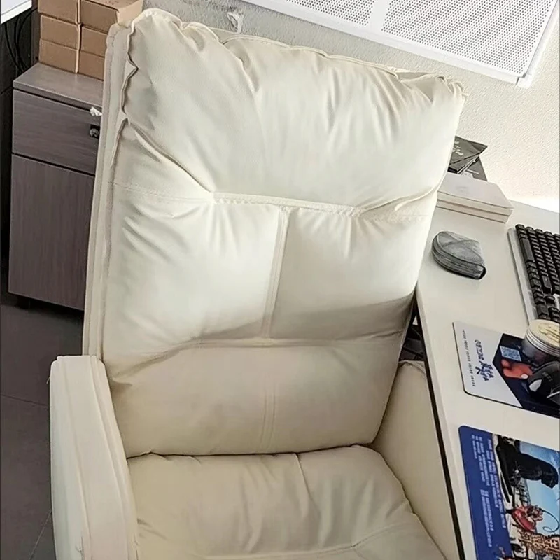 Modern Luxury Faux Nappa Leather Aluminum Alloy Curved Rectangular Desk Chair With Backrest Armrest For Home Office