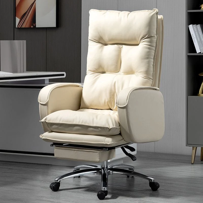 Modern Luxury Faux Nappa Leather Aluminum Alloy Curved Rectangular Desk Chair With Backrest Armrest For Home Office