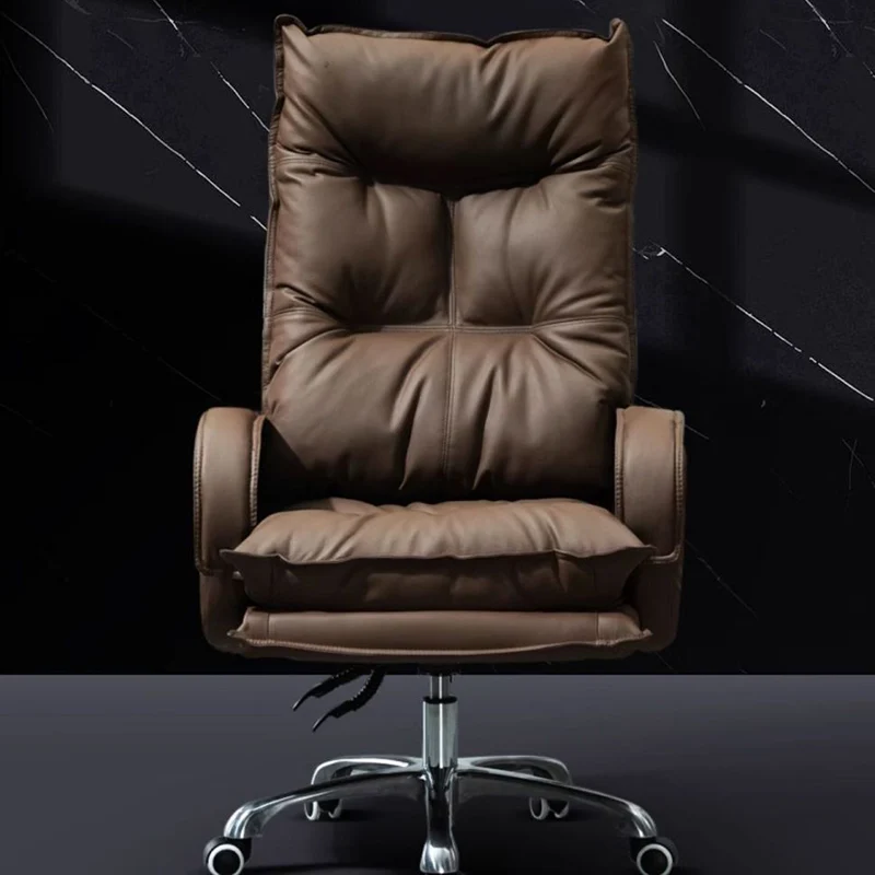 Modern Luxury Faux Nappa Leather Aluminum Alloy Curved Rectangular Desk Chair With Backrest Armrest For Home Office