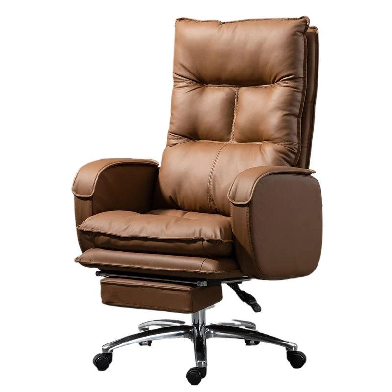 Modern Luxury Faux Nappa Leather Aluminum Alloy Curved Rectangular Desk Chair With Backrest Armrest For Home Office