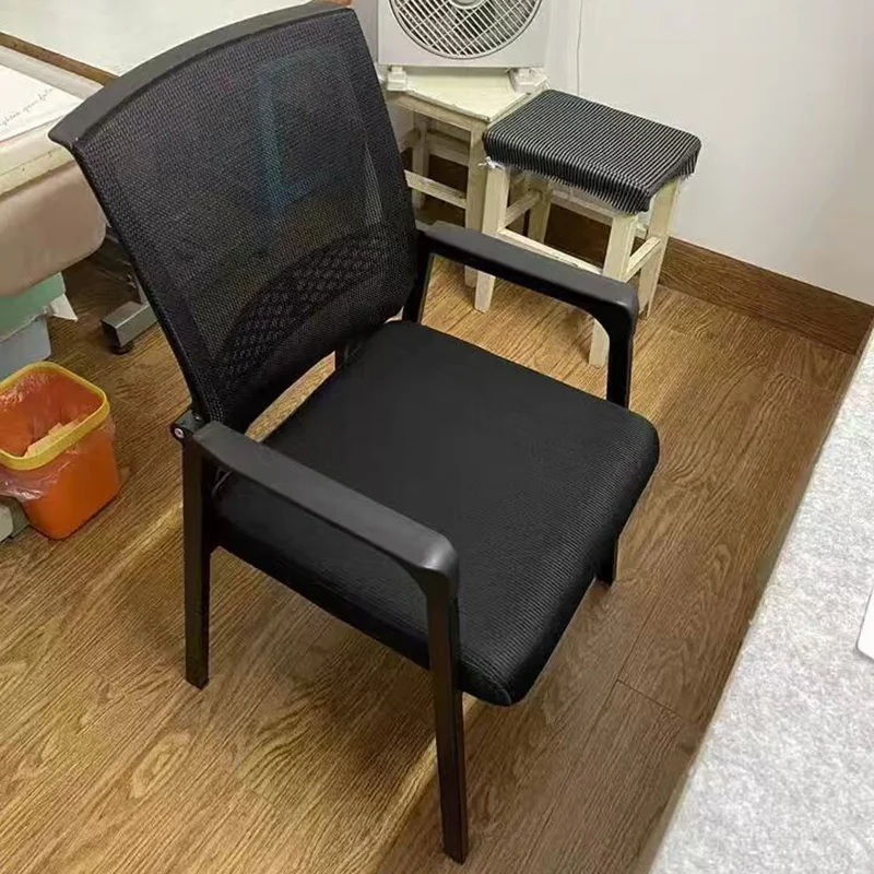 Modern Minimalist Mesh Steel Tube Curved Square Desk Chair With Backrest Armrest For Home Office