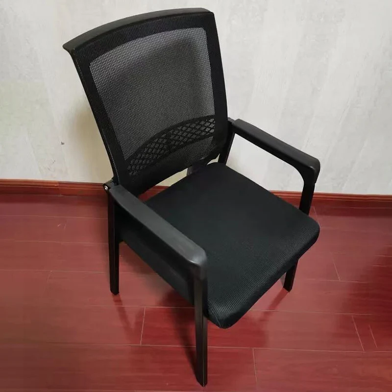Modern Minimalist Mesh Steel Tube Curved Square Desk Chair With Backrest Armrest For Home Office