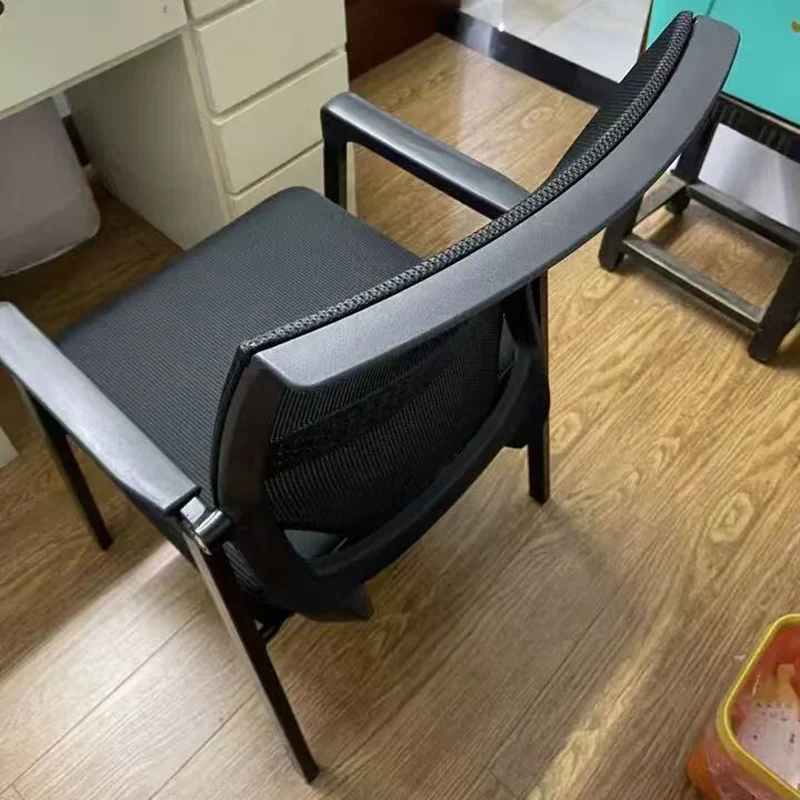 Modern Minimalist Mesh Steel Tube Curved Square Desk Chair With Backrest Armrest For Home Office