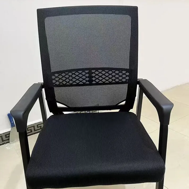 Modern Minimalist Mesh Steel Tube Curved Square Desk Chair With Backrest Armrest For Home Office