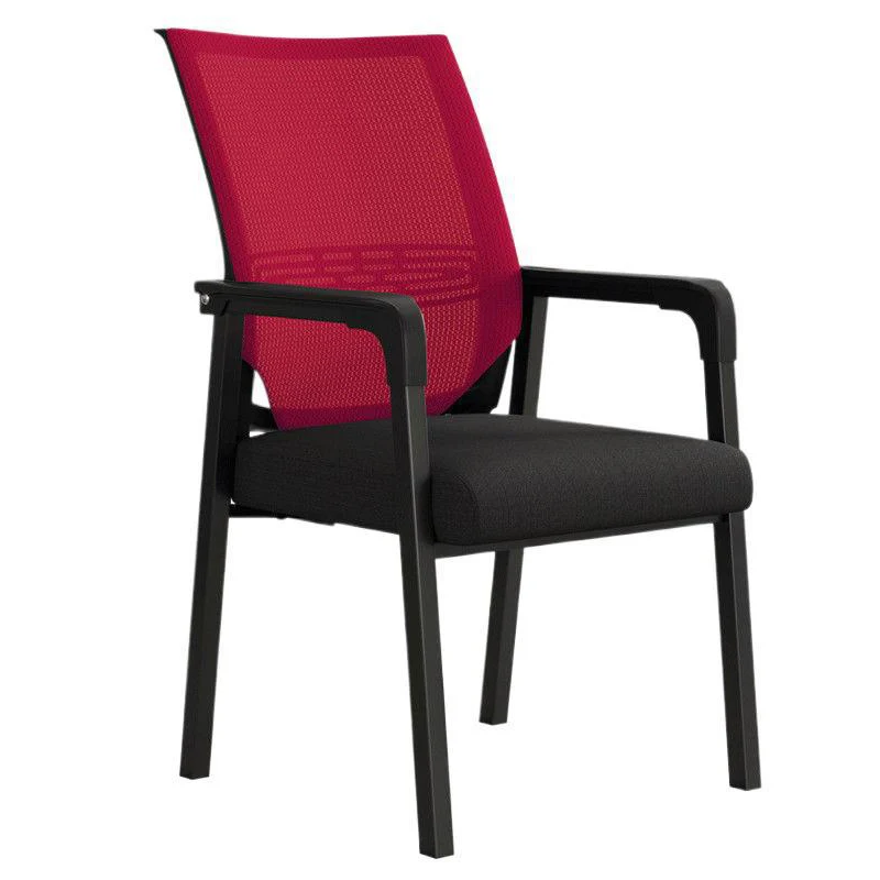 Modern Minimalist Mesh Steel Tube Curved Square Desk Chair With Backrest Armrest For Home Office
