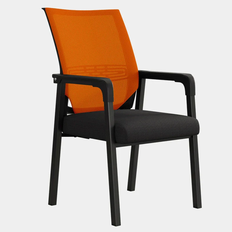 Modern Minimalist Mesh Steel Tube Curved Square Desk Chair With Backrest Armrest For Home Office