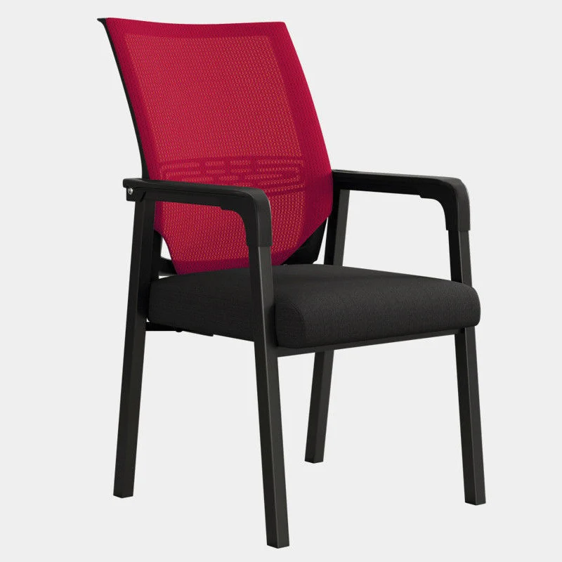 Modern Minimalist Mesh Steel Tube Curved Square Desk Chair With Backrest Armrest For Home Office