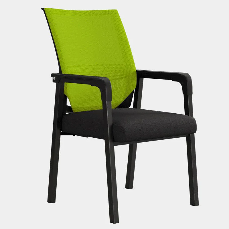 Modern Minimalist Mesh Steel Tube Curved Square Desk Chair With Backrest Armrest For Home Office