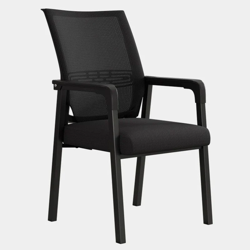 Modern Minimalist Mesh Steel Tube Curved Square Desk Chair With Backrest Armrest For Home Office