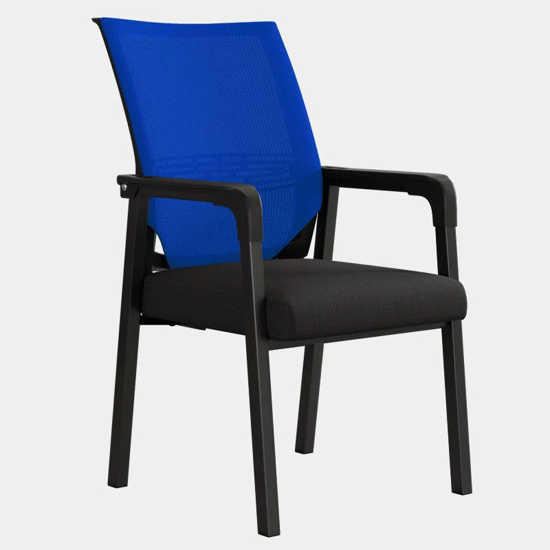 Modern Minimalist Mesh Steel Tube Curved Square Desk Chair With Backrest Armrest For Home Office