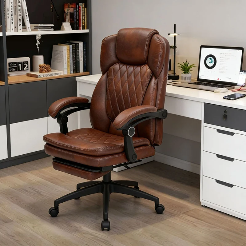 Modern Luxury Cat Scratch Leather PP Swivel Curved Square Desk Chair With Backrest Armrest For Home Office