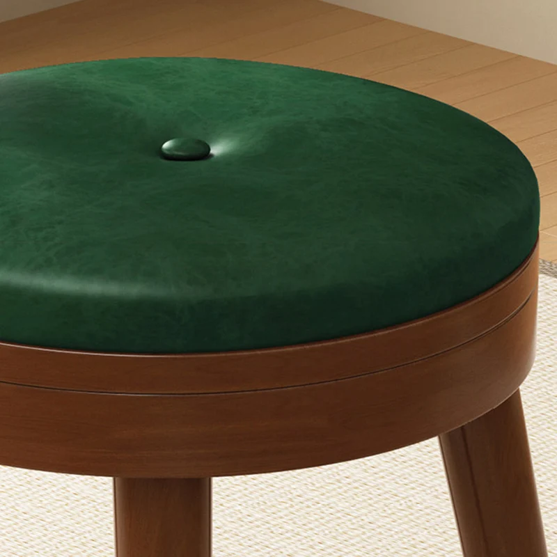 Modern Minimalist Rubberwood Microfiber Leather Sponge Round Rotatable Kids Low Stool Backrest For Living Room