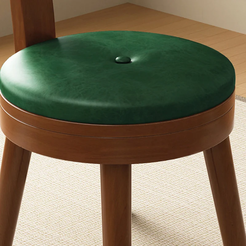 Modern Minimalist Rubberwood Microfiber Leather Sponge Round Rotatable Kids Low Stool Backrest For Living Room